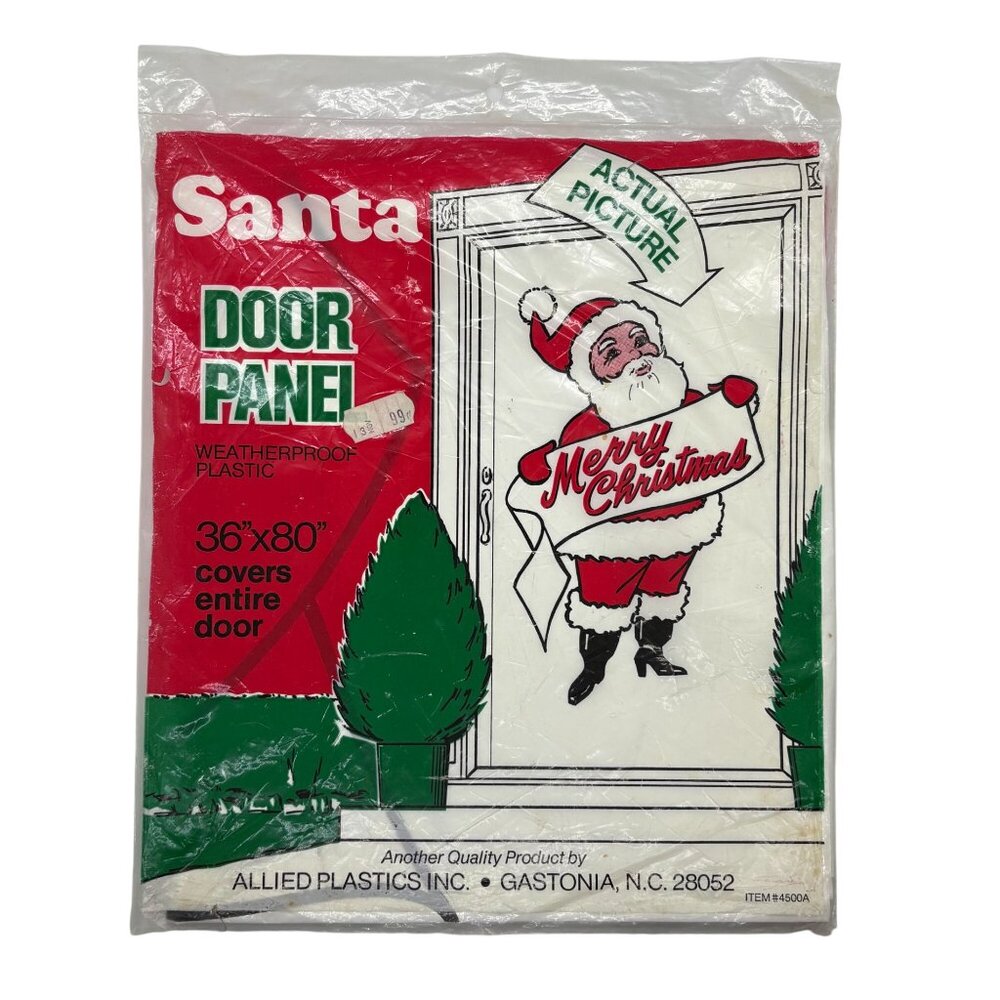Vintage Santa Door Panel Weatherproof Plastic 36" x 80" Covers Entire Door Chris